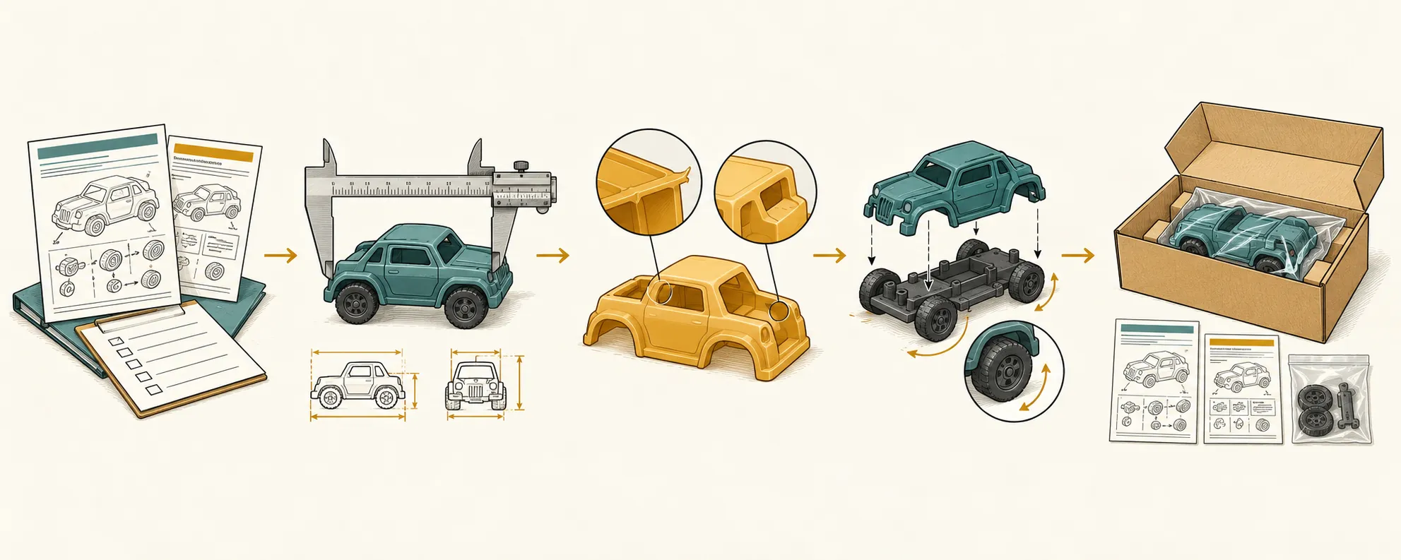 Explanatory diagram for OEM toy instruction sheets for English and Spanish markets